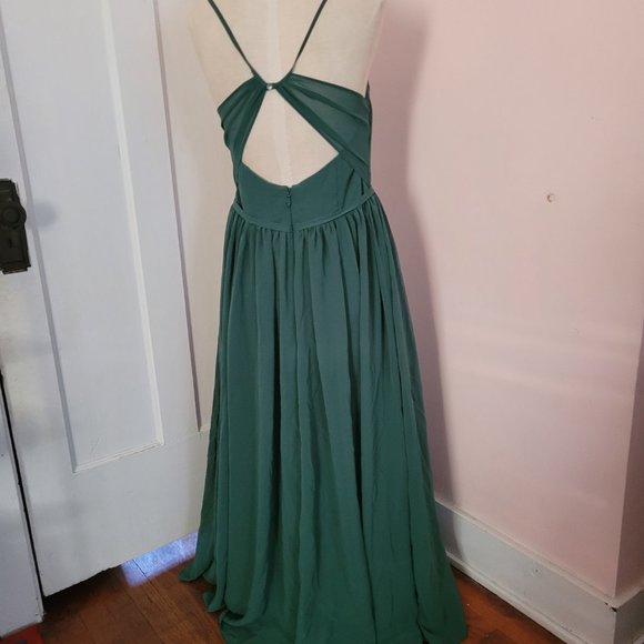 Azazie Bridesmaid Dress A-Line Pleated Eucalyptus Green Size L - Picture 5 of 12